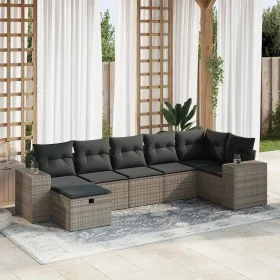 Set de sofás de jardín 7 pzas con cojines ratán sintético gris de , Conjuntos de jardín - Ref: Foro24-3325706, Precio: 448,53...