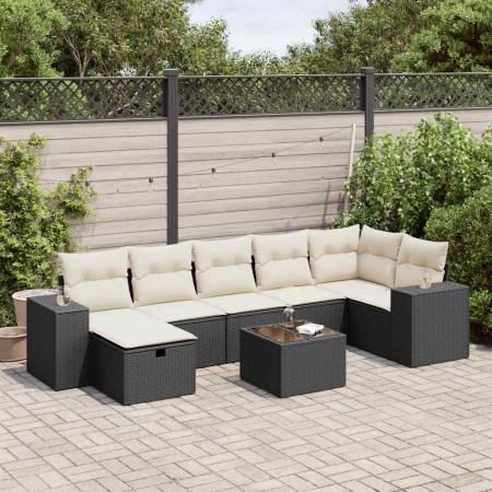 Set de sofás de jardín y cojines 8 piezas ratán sintético negro de , Conjuntos de jardín - Ref: Foro24-3325712, Precio: 478,8...