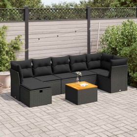 Set de sofás de jardín y cojines 8 piezas ratán sintético negro de , Conjuntos de jardín - Ref: Foro24-3325765, Precio: 494,4...