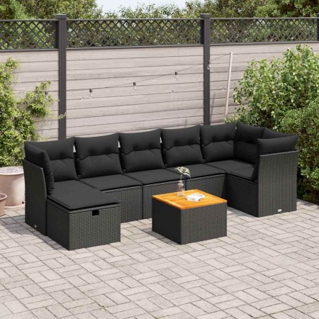 Set de sofás de jardín y cojines 8 piezas ratán sintético negro de , Conjuntos de jardín - Ref: Foro24-3325765, Precio: 494,4...
