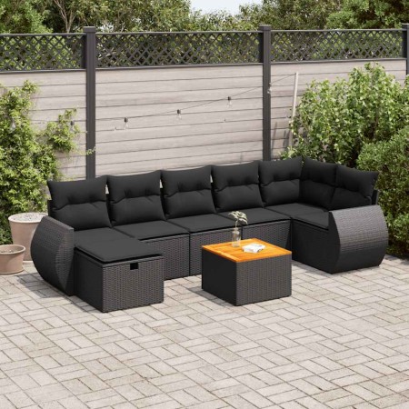 Set de sofás de jardín y cojines 8 piezas ratán sintético negro de , Conjuntos de jardín - Ref: Foro24-3325849, Precio: 502,2...