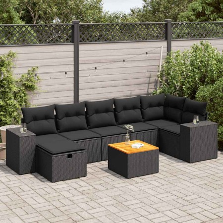 Set de sofás de jardín y cojines 8 piezas ratán sintético negro de , Conjuntos de jardín - Ref: Foro24-3325877, Precio: 508,7...