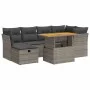 Set sofás jardín y cojines 7 pzas ratán sintético acacia gris de , Conjuntos de jardín - Ref: Foro24-3327977, Precio: 459,58 ...