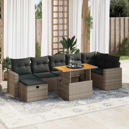 Set sofás jardín y cojines 5 pzas ratán sintético acacia gris de , Conjuntos de jardín - Ref: Foro24-3328012, Precio: 538,15 ...