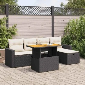 Set sofás jardín y cojines 6 pzas ratán sintético acacia negro de , Conjuntos de jardín - Ref: Foro24-3327994, Precio: 384,21...