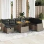 Set sofás jardín y cojines 9 pzas ratán sintético acacia gris de , Conjuntos de jardín - Ref: Foro24-3328019, Precio: 580,36 ...
