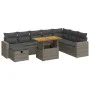 Set sofás jardín y cojines 9 pzas ratán sintético acacia gris de , Conjuntos de jardín - Ref: Foro24-3328019, Precio: 580,36 ...