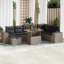 Set sofás jardín y cojines 9 pzas ratán sintético acacia gris de , Conjuntos de jardín - Ref: Foro24-3328103, Precio: 586,91 ...
