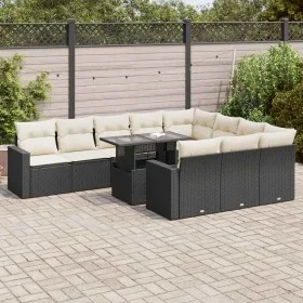 Set de sofás de jardín 11 pzas y cojines ratán sintético negro de , Conjuntos de jardín - Ref: Foro24-3326387, Precio: 731,70...