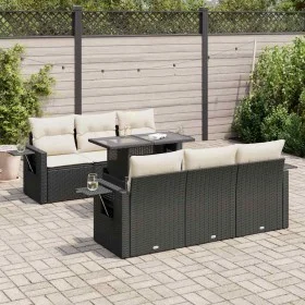 Set de sofás de jardín 7 pzas con cojines ratán sintético negro de , Conjuntos de jardín - Ref: Foro24-3326417, Precio: 508,7...