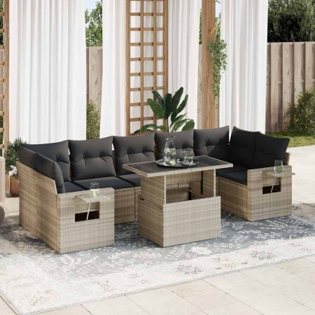 Set de sofás de jardín 8 pzas y cojines ratán sintético gris de , Conjuntos de jardín - Ref: Foro24-3326443, Precio: 619,07 €...