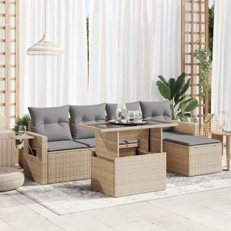 Juego de sofás jardín con cojines 6 pzas ratán sintético beige de , Conjuntos de jardín - Ref: Foro24-3326460, Precio: 455,88...