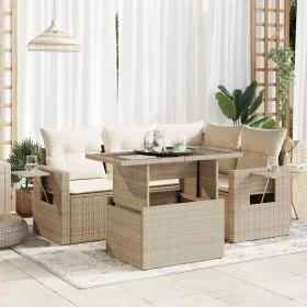 Juego de sofás jardín con cojines 5 pzas ratán sintético beige de , Conjuntos de jardín - Ref: Foro24-3326469, Precio: 454,86...