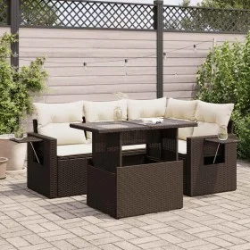 Set comedor de jardín 5 piezas y cojines ratán sintético marrón von , Gartensets - Ref: Foro24-3326474, Preis: 408,65 €, Raba...