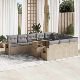 Set de sofás de jardín 11pzas con cojines ratán sintético beige de , Conjuntos de jardín - Ref: Foro24-3326550, Precio: 793,4...