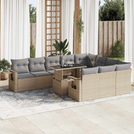 Set de sofás de jardín 11pzas con cojines ratán sintético beige de , Conjuntos de jardín - Ref: Foro24-3326550, Precio: 793,4...