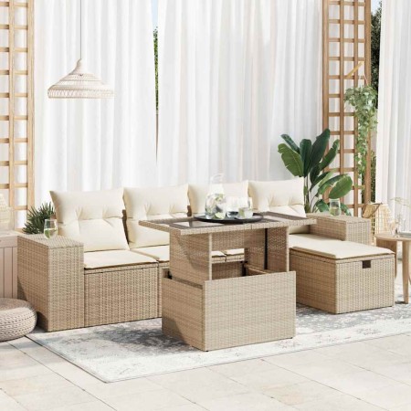 Juego de sofás jardín con cojines 6 pzas ratán sintético beige de , Conjuntos de jardín - Ref: Foro24-3327928, Precio: 508,49...