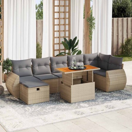 Set sofás jardín y cojines 5 pzas ratán sintético acacia beige de , Conjuntos de jardín - Ref: Foro24-3328067, Precio: 549,51...
