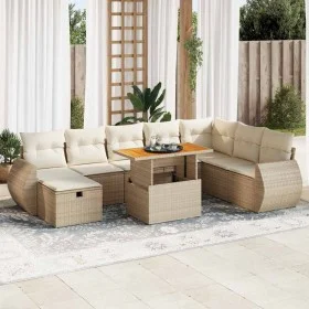 Set sofás jardín y cojines 9 pzas ratán sintético acacia beige de , Conjuntos de jardín - Ref: Foro24-3328073, Precio: 688,77...