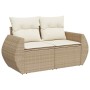 Set sofás jardín y cojines 9 pzas ratán sintético acacia beige de , Conjuntos de jardín - Ref: Foro24-3328073, Precio: 704,23...