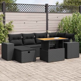 Set sofás jardín y cojines 8 pzas ratán sintético acacia negro de , Conjuntos de jardín - Ref: Foro24-3328084, Precio: 525,27...