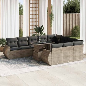 Set de sofás de jardín 11 pzas y cojines ratán sintético gris de , Conjuntos de jardín - Ref: Foro24-3326711, Precio: 746,33 ...