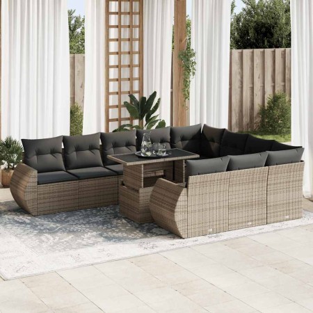 Set de sofás de jardín 11 pzas y cojines ratán sintético gris de , Conjuntos de jardín - Ref: Foro24-3326711, Precio: 746,33 ...
