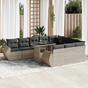 Set de sofás de jardín 11 pzas y cojines ratán sintético gris de , Conjuntos de jardín - Ref: Foro24-3326713, Precio: 876,00 ...