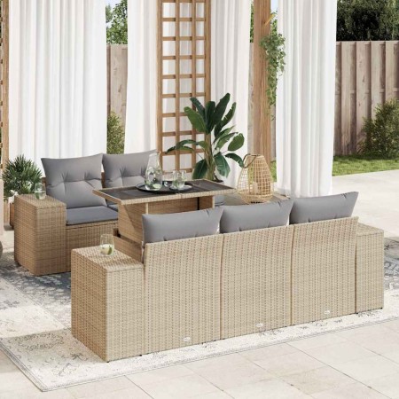 Juego de sofás jardín con cojines 6 pzas ratán sintético beige de , Conjuntos de jardín - Ref: Foro24-3326730, Precio: 516,74...