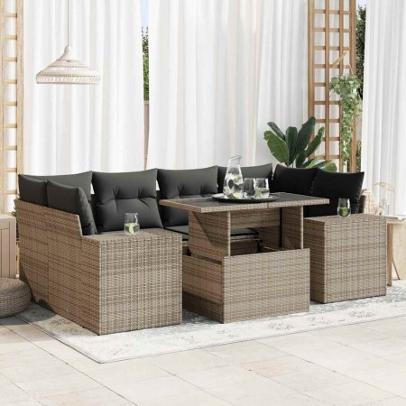 Set de sofás de jardín 7 pzas con cojines ratán sintético gris de , Conjuntos de jardín - Ref: Foro24-3326751, Precio: 516,14...