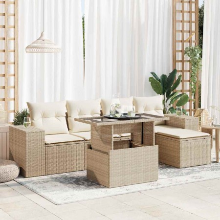 Juego de sofás jardín con cojines 6 pzas ratán sintético beige de , Conjuntos de jardín - Ref: Foro24-3326779, Precio: 498,46...
