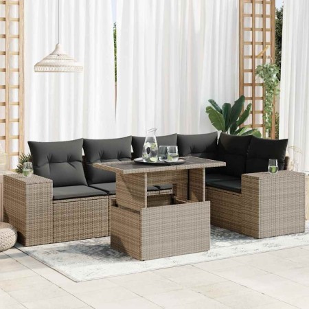 Set de muebles de jardín 6 pzas y cojines ratán sintético gris de , Conjuntos de jardín - Ref: Foro24-3326801, Precio: 469,31...