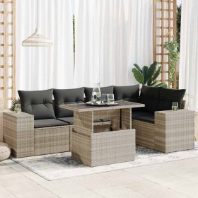 Set de sofás de jardín 6 pzas y cojines ratán sintético gris de , Conjuntos de jardín - Ref: Foro24-3326803, Precio: 474,14 €...