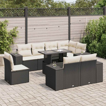 Set de sofás de jardín con cojines 9 pzas ratán sintético negro de , Conjuntos de jardín - Ref: Foro24-3326817, Precio: 638,4...