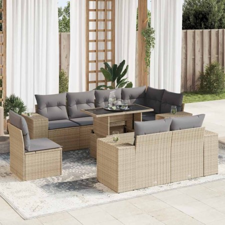 Set de sofás de jardín con cojines 9 pzas ratán sintético beige de , Conjuntos de jardín - Ref: Foro24-3326820, Precio: 694,6...