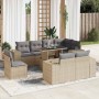 Set de sofás de jardín con cojines 9 pzas ratán sintético beige de , Conjuntos de jardín - Ref: Foro24-3326820, Precio: 694,6...