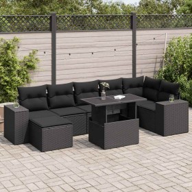 Set de sofás de jardín y cojines 8 piezas ratán sintético negro de , Conjuntos de jardín - Ref: Foro24-3326836, Precio: 557,6...