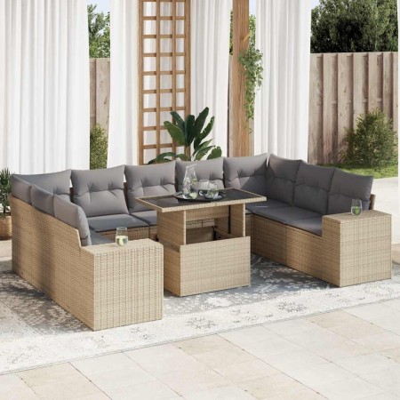 Juego de sofás jardín con cojines beige 10 pzas ratán sintético de , Conjuntos de jardín - Ref: Foro24-3326860, Precio: 725,2...