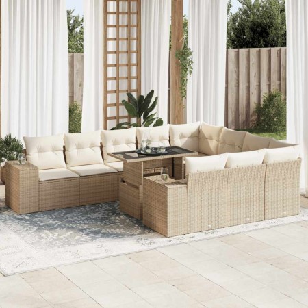 Set de sofás de jardín 11pzas con cojines ratán sintético beige de , Conjuntos de jardín - Ref: Foro24-3326869, Precio: 823,4...