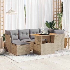 Set sofás de jardín 7 piezas y cojines ratán sintético beige de , Conjuntos de jardín - Ref: Foro24-3326950, Precio: 492,34 €...