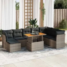 Set de sofás de jardín con cojines 9 pzas ratán sintético gris de , Conjuntos de jardín - Ref: Foro24-3326965, Precio: 564,27...