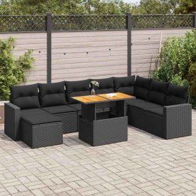 Set de sofás de jardín con cojines 9 pzas ratán sintético negro de , Conjuntos de jardín - Ref: Foro24-3327072, Precio: 609,0...