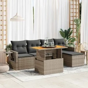 Set de muebles de jardín 6 pzas y cojines ratán sintético gris de , Conjuntos de jardín - Ref: Foro24-3327140, Precio: 401,85...