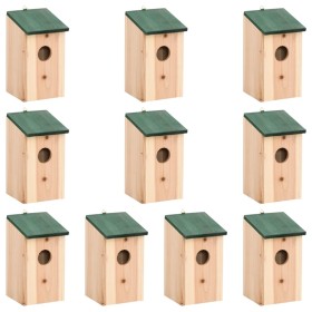 Casa para pájaros 10 unidades madera maciza de abeto 12x12x22cm de vidaXL, Pajareras - Ref: Foro24-314815, Precio: 74,81 €, D...