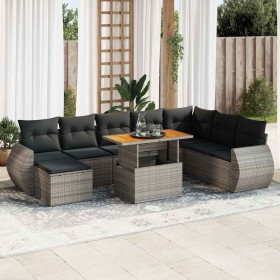 Set de sofás de jardín con cojines 9 pzas ratán sintético gris de , Conjuntos de jardín - Ref: Foro24-3327301, Precio: 612,05...