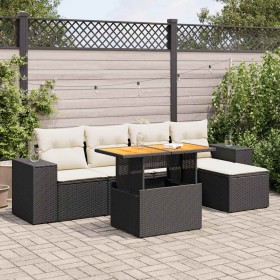 Set de sofás de jardín 6 piezas y cojines ratán sintético negro de , Conjuntos de jardín - Ref: Foro24-3327360, Precio: 401,7...