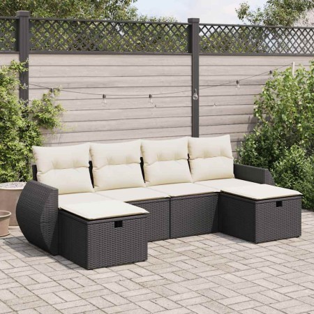 Set de sofás de jardín 6 piezas y cojines ratán sintético negro de , Conjuntos de jardín - Ref: Foro24-3325622, Precio: 362,8...