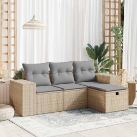 Juego de sofás jardín con cojines 4 pzas ratán sintético beige de , Conjuntos de jardín - Ref: Foro24-3325655, Precio: 293,35...