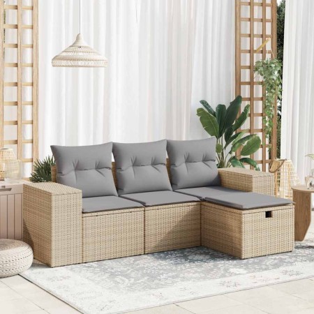 Juego de sofás jardín con cojines 4 pzas ratán sintético beige de , Conjuntos de jardín - Ref: Foro24-3325655, Precio: 293,35...