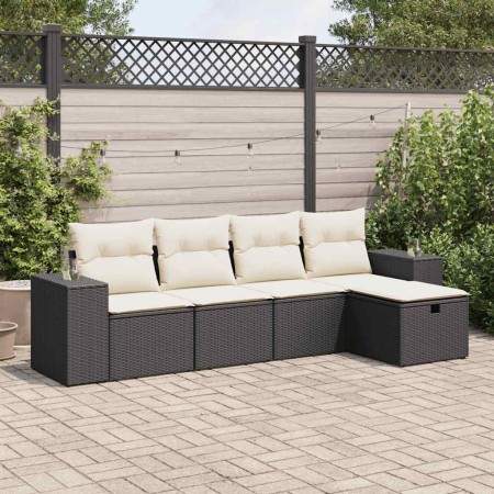 Set de muebles de jardín 5 pzas y cojines ratán sintético negro de , Conjuntos de jardín - Ref: Foro24-3325662, Precio: 314,6...